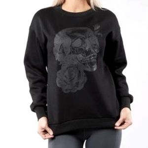 Buffbunny Sweatshirt - black floral skull